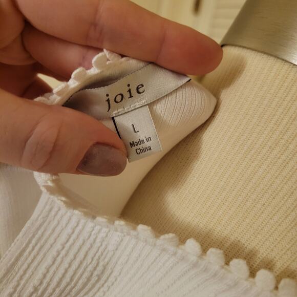 White Fit and Flare Dress Peekaboo Back Joie Women’s Large Short Sleeve - Picture 7 of 7